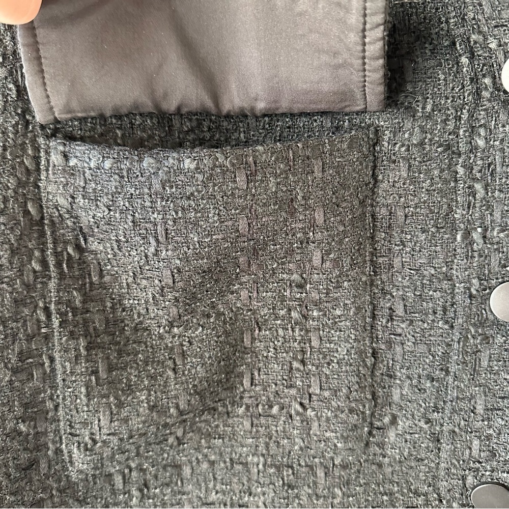 NEW! House of Harlow 1960 Tweed Jacket/Raw Hem/ Snap Front/Front Pockets/Black - Picture 9 of 15